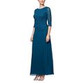 Alex Evenings Damen Long Mock Dress with Full Skirt (Petite and Regular Sizes) Kleid für besondere Anlässe, pfau, 36