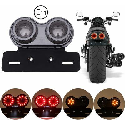 40 LED Motorrad Rücklicht Integriertes Bremslicht Blinker Fahrlicht mit Kennzeichenhalter (Schwarze