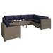 Keys 8-Piece Outdoor Conversation Set with Club Chair and Coffee Table in Summer Fog Wicker