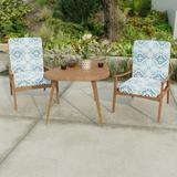 22" x 44" Blue Quatrefoil Outdoor Chair Cushion with Ties and Loop - 44'' L x 22'' W x 4'' H
