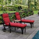 Sunbrella 72" x 22" Red Solid Outdoor Chaise Lounge Cushion with Ties and Loop - 72'' L x 22'' W x 3.5'' H