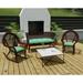 Green Solid Tufted Outdoor Wicker Cushion Set for Bench and 2 Seats - 18'' L x 44'' W x 4'' H