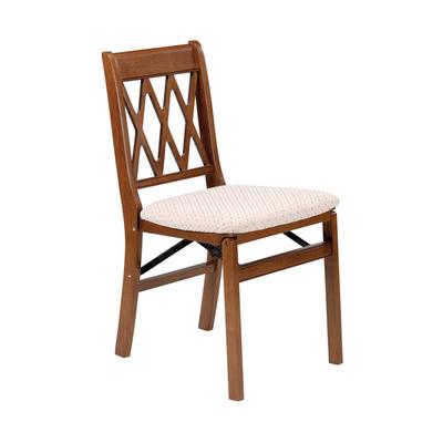 Lattice Back Wood Folding Chairs, Set Of 2 by Stakmore in Fruitwood