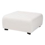 Athena Modern And Contemporary Ivory Boucle Upholstered And Black Finished Wood Square Ottoman by Baxton Studio in Ivory