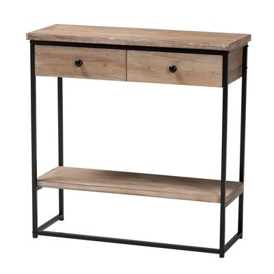 Silas Modern Industrial Natural Brown Finished Wood And Black Metal 2-Drawer Console Table by Baxton Studio in Natural Brown Black