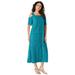 Plus Size Women's Cold-Shoulder Lace Dress by Roaman's in Deep Turquoise (Size 26/28)