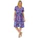 Plus Size Women's Woven Button Front Crinkle Dress by Woman Within in Radiant Purple Floral (Size 5X)