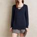 Anthropologie Sweaters | Anthropologie Moth Ashbury Navy Blue Knit Lace Up V-Neck Sweater-Size Small | Color: Blue | Size: S