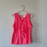 Anthropologie Tops | Anthropologie Deletta Ruffle Front Coral Top | Color: Orange/Red | Size: L