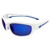 Global Vision Seaside Polarized Safety Sunglasses Fishing Riding Glasses ANSI Z87.1 White Frame w/ Blue Mirror Lens