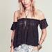 Free People Tops | Free People Beach Free To Be Eyelet Off Shoulder Crop Top Xs | Color: Black | Size: Xs