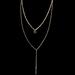 Zara Jewelry | Delicate Multi Strand Champagne Glass Stone Pendant Layered Lariat Necklace 18’ | Color: Cream/Gold | Size: 18’