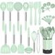 Fungun Silicone Cooking Utensil Set, Non-stick Kitchen Utensil 24 Pcs Cooking Utensils Set, Heat Resistant Cookware, Silicone Kitchen Tools Gift with Stainless Steel Handle (Green-24pcs)
