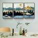 Latitude Run® Framed Nature Landscape - 3 Piece Picture Frame Print Set on Canvas in Black/Brown | 17 H x 37 W x 4 D in | Wayfair