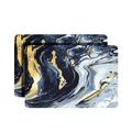 Everly Quinn Sandrine Placemats Dining Table Mat Table Decor Washable Non Slip Agate Rectangle 12 X 18 Cork in Blue/Yellow | Wayfair