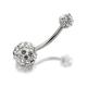 Surgical Steel Double Glitterball Belly Bar - 12mm - J3519
