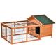 PawHut Wooden Rabbit Hutch Outdoor, Guinea Pig Hutch, Detachable Rabbit Cage w/Openable Run & Roof Lockable Door Slide-out Tray Golden Red