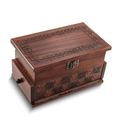 Curata Handcrafted Solid Wood Carved Hearts Secret Puzzle Box