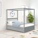 Gray Full Wood Canopy Bed with Trundle
