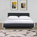 Faux Leather Upholstered Platform Bed Frame with Curve Design Headboard, Queen Size, Black&White