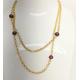 Antique 9Ct Solid Gold Garnet Bead Chain Necklace 25 Inch 7.9 Gms Edwardian Barrel Clasp, January Birthstone