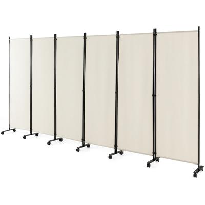 Costway 6-Panel Folding Room Divider 6FT Rolling Privacy Screen with