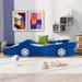 Full Size Wooden Racecar Toddler Bed Platform Bed with Wheels