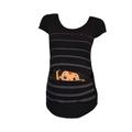 wofedyo maternity clothes maternity cute funny baby print striped short sleeve t-shirt pregnant tops maternity shirts