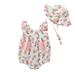 wofedyo baby girl clothes Bodysuit Sunsuit Baby Romper Straps Girls Print Hat Girls Romper&Jumpsuit baby clothes