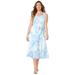 Plus Size Women's Liz&Me® V-Neck Tier Midi Dress by Liz&Me in Aqua Painterly Floral (Size 2X)