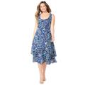 Plus Size Women's Georgette Flyaway Midi Dress by Catherines in Navy Ditsy Floral (Size 5X)