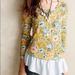 Anthropologie Tops | Anthro Lilka Xs Goldenrod Peplum Sweatshirt | Color: Blue/Yellow | Size: Xs