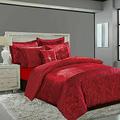 3 Piece Luxury Crushed Velvet Duvet Quilted Cover Bedding Sets with Pillow Case(s) (Red, King)