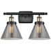 Ballston Urban Cone 18" 2 Light Black Brass Bath Light w/ Smoke Shade