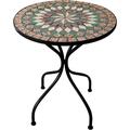 Table ronde Morgana en me'tal avec de'coration en mosaique en forme de pierre 60x70 cm pour jardin