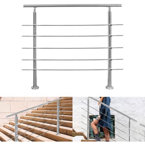 Randaco 80cm Treppengeländer Edelstahl Handlauf Geländer für Treppen Brüstung Balkon mit 5