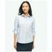 Brooks Brothers Women's Fitted Stretch Supima Cotton Non-Iron Mini Stripe Dress Shirt | Light Blue | Size 14