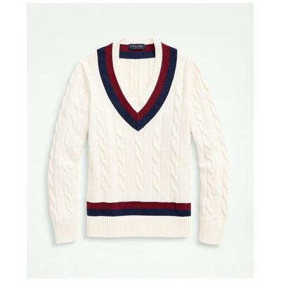 Brooks Brothers Men's Big & Tall Supima Cotton Cable Tennis Sweater | Ivory | Size 3X