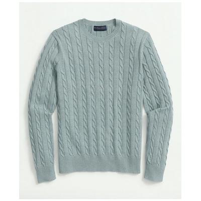 Brooks Brothers Men's Supima Cotton Cable Crewneck Sweater | Jade Heather | Size Medium