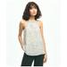 Brooks Brothers Women's Chiffon Dot Print Pleated Halter Top | White | Size 12
