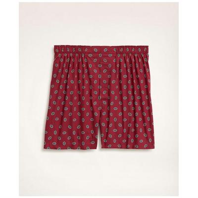 Brooks Brothers Men's Cotton Broadcloth Foulard Boxers | Burgundy | Size Small