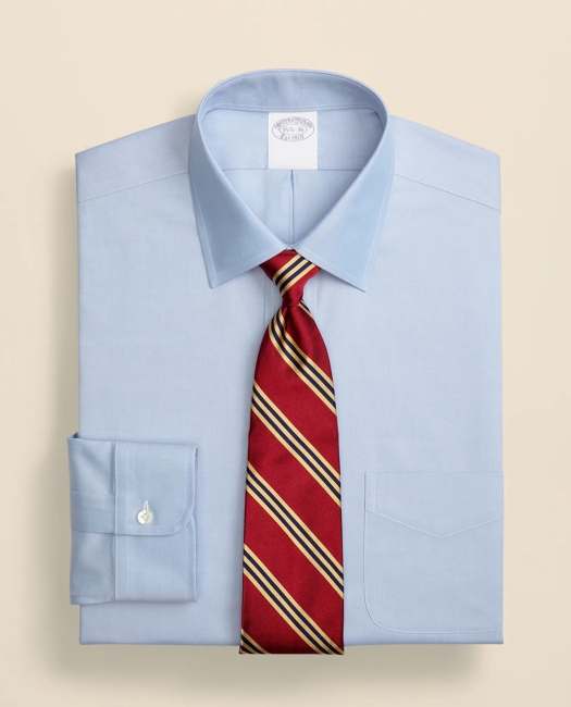 Brooks Brothers Men's Stretch Supima Cotton Non-Iron Pinpoint Oxford Ainsley Collar Dress Shirt | Light Blue | Size 15½ 35