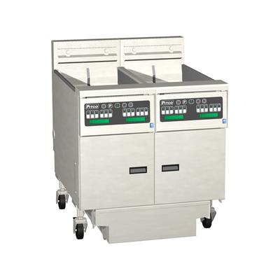 Pitco SE14S-2FD 208/3 Commercial Electric Fryer - (2) 50 lb Vats, Floor Model, 208v/3ph, Stainless Steel