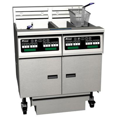 Pitco SE14X-2FD Commercial Electric Fryer - (2) 50 lb Vats, Floor Model, 208v/3ph, Stainless Steel