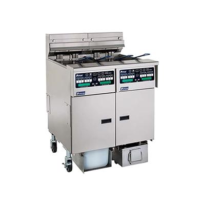 Pitco SELV14TX-C/FD 240/3 Commercial Electric Fryer - (2) 15 lb Vats, Floor Model, 240v/3ph, Stainless Steel