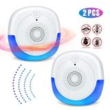 2 Packs Ultrasonic Insect Repellent Electronic Pest Repeller Plug in Indoor Pest Control for Insect Roach Mice Spider Ant Bug Mosquito Repellent for House Garage Warehouse Office Hotel