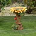 Outdoor Bird Bat Sunflower Bird Bath for Outside 9.8 Resin Sunflower Birdbath with Miniature Ladybug Brown Pedestal & Green Leaf Weather Resistant Bird Bath Bowl Garden Statue Garden Decoration