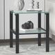 Glass End Tables Small Glass Top End Table Black Side Table Square Shape Tempered Glass Top Metal Frame for Living Room Bedroom (Black End Table)