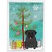 Merry Christmas Tree Pug Black Flag Canvas House Size