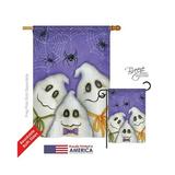 Breeze Decor 12055 Halloween 3 Ghosts 2-Sided Vertical Impression House Flag - 28 x 40 in.